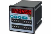 Indicador SSI duplo de 6 dígitos com 4 relés e saída analógica IA640