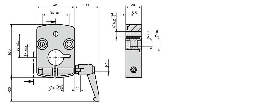 Desenho técnico da placa de fixação KPL09