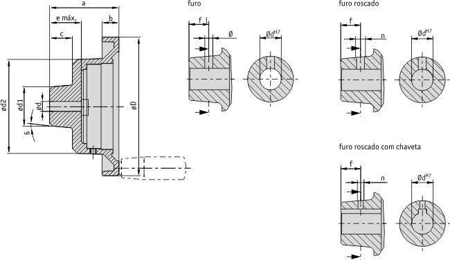 Desenho técnico do volante HK para indicadores de posição analógico