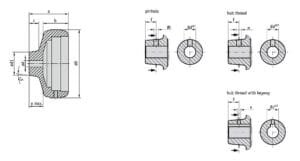 Desenho técnico do volante HR para indicadores de posição analógico