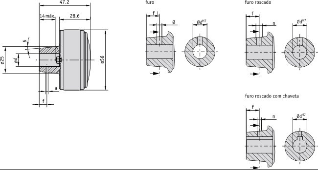 Desenho técnico do volante HR5 para indicadores de posição analógico