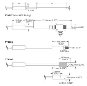 Desenho técnico - Sensores de temperatura com saída de 4-20 mA TT420