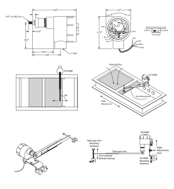 Desenho Técnico Sensors De Posição Linear Sg1000b Dimensional Grunn Do Brasil 7291