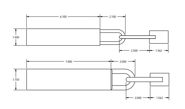 Desenho técnico - Sensor de inclinação MTS (dimensional)