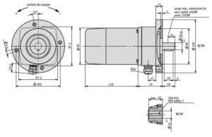 Desenho técnico do Potenciômetro com engrenagem GP04-1
