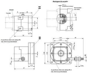 Desenho técnico do encoder atuador a fio SG21 da Siko GmbH