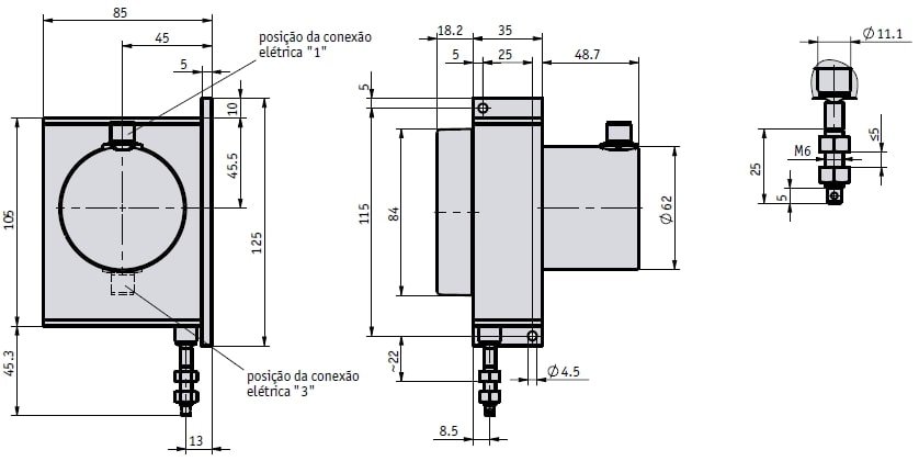 Desenho técnico do encoder atuador a fio SG62
