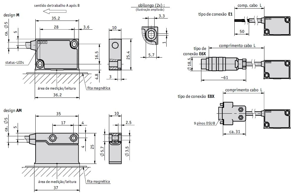 Desenho técnico da fita magnética MB100-1