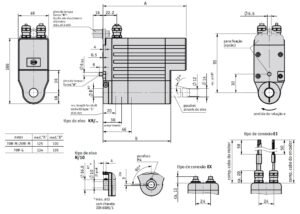 Desenho técnico do motor atuador analógico AG01