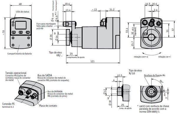 Desenho Técnico Do Motor Atuador Fieldbus Ag05 Grunn Do Brasil 0286