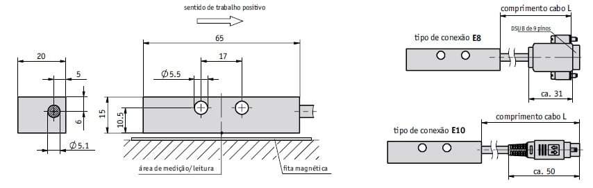 Desenho técnico do sensor magnético MSA