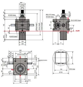 Desenho técnico macaco mecânico 100 kN (Série ZE versão S) da Zimm GmbH