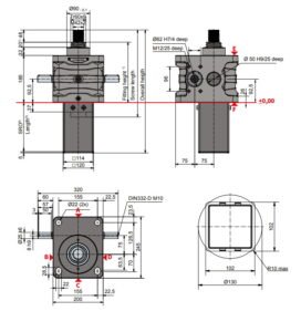 Desenho técnico macaco mecânico 150 kN (Série ZE versão S) da Zimm GmbH