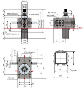 Desenho técnico macaco mecânico 25 kN (Série ZE versão S) da Zimm GmbH