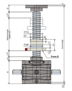 Desenho técnico macaco mecânico 35 kN até 100 kN (Série ZE versão R) da Zimm GmbH