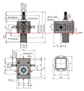 Desenho técnico macaco mecânico 5 kN (Série ZE versão S) da Zimm GmbH